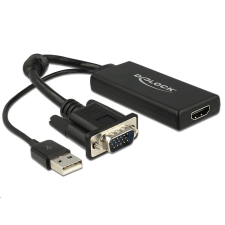 DELOCK 62668 VGA - HDMI adapter, audió funkcióval, fekete (62668) kábel és adapter