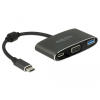 DELOCK 62992 USB-C apa > VGA anya (DP Alt mód) + USB-A + USB-C Adapter - Fekete