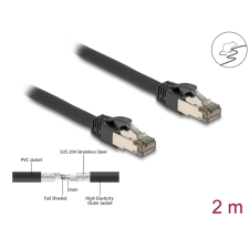 DELOCK 80241 U/FTP Cat6a RJ45 Flexibilis Patch kábel 2m - Fekete (80241) kábel és adapter