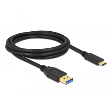 DELOCK 84004 SuperSpeed USB Type-A apa - USB Type-C 3.2 Gen 2 Adat és töltő kábel - Fekete (2m) kábel és adapter