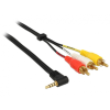 DELOCK 84504 Cable Stereo jack 3.5 mm 4 pin male angled > 3 x RCA male 1.5 m