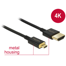 DELOCK 84782 HDMI - HDMI Micro-D (apa - apa) kábel 1.5m - Fekete kábel és adapter