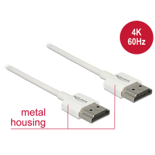 DELOCK 85137 HDMI (apa - apa) kábel 2m - Fehér kábel és adapter