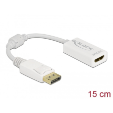 DELOCK Adapter DisplayPort 1.1-dugós csatlakozó-HDMI-csatlakozóhüvely passzív fehér kábel és adapter