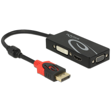DELOCK Adapter Displayport 1.2-dugós csatlakozó &gt; VGA / HDMI / DVI-csatlakozóhüvely 4K passzív feket kábel és adapter