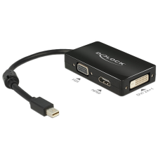 DELOCK Adapter mini Displayport 1.1-dugós csatlakozó &gt; VGA / HDMI / DVI passzív fekete kábel és adapter