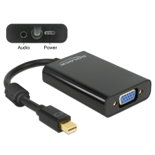 DELOCK Adapter mini Displayport 1.1 male &gt; VGA female + Audio + Power Black kábel és adapter