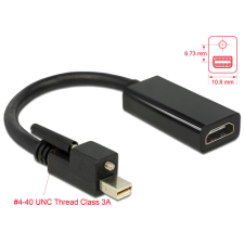 DELOCK Adapter mini Displayport 1.2-dugós csatlakozó csavarral &gt; HDMI-csatlakozóhüvely 4K aktív feke kábel és adapter
