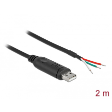 DELOCK adapterkábel USB 2.0 Type-A és soros RS-232 közötti 3 nyitott vezetékkel 2 m kábel és adapter