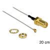 DELOCK antenna kábel SMA jack bulkhead > MHF II/U.FL-LP(V)-040 kompatibilis csatlakozó, 200 mm 0.81