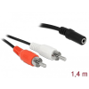 DELOCK Audio (Hang)kábel 2 x RCA apa 1 x 3,5 mm 3 tűs Sztereo Jack 1,4 m (85808)