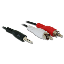  Delock audio kábel, DC jack 3.5 mm apa &gt; 2x RCA apa, 1.5 m kábel és adapter