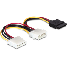 DELOCK Cable Power 4 pin male &gt; SATA 15 pin female + Power 4 pin female kábel és adapter