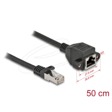 DELOCK CAT6A S-FTP Patch Cable 0,5m Black kábel és adapter