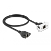 DELOCK Cat.6A hálózat kibővítő kábel Easy 45 modulhoz S/FTP RJ45 anya - RJ45 anya, 25 cm, fekete