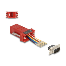 Delock D-Sub 9-tűs dugó RJ45 anya összekötő adapter piros kábel és adapter