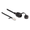 DELOCK Delock RJ45 kábel apa - RJ45 anya beépített fedélsapkával Cat.5e FTP IP68 por és vízmentességért fekete, 25 cm