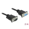 DELOCK DeLock Serial Cable RS-232 D-Sub9 male to female null modem with narrow plug housing 2m Black