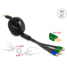 DELOCK DeLock USB-A to USB-C, microUSB male/male cable Black kábel és adapter