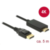 DELOCK Displayport 1.2 > High Speed HDMI-A passzív 4K 5 m fekete kábel (85319) (delock-85319)