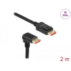DELOCK DisplayPort kábel egyenes csatlakozódugóval - csatlakozódugóval 90 ívelt lefelé 8K 60 Hz 2 m