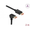 DELOCK DisplayPort kábel egyenes csatlakozódugóval - csatlakozódugóval 90 ívelt lefelé 8K 60 Hz 2 m (87051)
