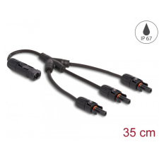  Delock DL4 napelem-elosztó kábel 1 x dugó 3 x anya, 35 cm fekete kábel és adapter