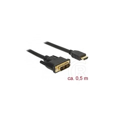 DELOCK DVI 18+1 (M) - HDMI-A (M) kábel 0,5m (fekete) kábel és adapter