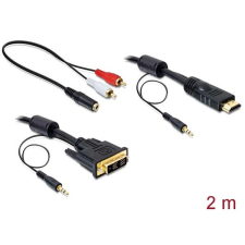 DELOCK DVI-D - HDMI + Sound male-male 2m kábel és adapter