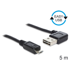 DELOCK EASY-USB 2.0 -A apa hajlított &gt; USB 2.0 micro-B apa kábel, 5 m kábel és adapter