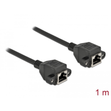 DELOCK Hálózat bővítő kábel S/FTP RJ45 anya - RJ45 anya Cat.6A, 1 m hosszú, fekete kábel és adapter