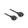 DELOCK Hálózat bővítő kábel S/FTP RJ45 anya - RJ45 anya Cat.6A, 25 cm hosszú, fekete (87006) (87006)