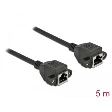 DELOCK Hálózat bővítő kábel S/FTP RJ45 anya - RJ45 anya Cat.6A, 5 m hosszú, fekete kábel és adapter