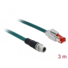DELOCK Hálózati kábel M12 8 tűs X-kódú RJ45 csatlakozóhoz PVC borítás 3 m hosszú
