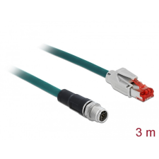 DELOCK Hálózati kábel M12 8 tűs X-kódú RJ45 csatlakozóhoz PVC borítás 3 m hosszú kábel és adapter