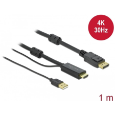 DELOCK HDMI-A + USB-A - DisplayPort video adapterkábel 1.0m Fekete kábel és adapter