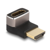  Delock HDMI adapter apa - anya 90 lefelé néző csatlakozódugóval 8K 60 Hz szürke fém