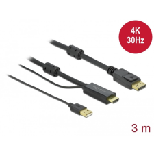  Delock HDMI DisplayPort-kábel 4K 30 Hz 3 m kábel és adapter