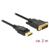 DELOCK Kábel Displayport 1.2 dugó - DVI 24+1 dugó passzív 2m; fekete