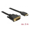 DELOCK Kábel DVI 18+1 csatlakozódugóval > HDMI-A csatlakozódugóval, 2 m, fekete