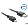 DELOCK Kábel, EASY-USB 2.0-s A-típusú csatlakozódugó > USB 2.0-s Mini-B-típusú csatlakozódugó, 2 m, (DL85554)