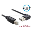 DELOCK Kábel, EASY-USB 2.0-s A- típusú csatlakozódugó, ívelt bal / jobb > USB 2.0-s B-típusú csatlakozó (DL85167)