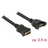 DELOCK Kábel, HDMI-A hüvely > HDMI-A hüvely, panelrögzítés, 4K 30 Hz 0,5 m