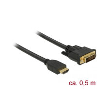 DELOCK Kabel HDMI > DVI 24+1 bidirektional  0.50m schwarz (85651) kábel és adapter