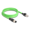  Delock Kábel M12 A kódolt 8 tűs apa - RJ45 apa PUR (TPU) 2 m
