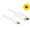 DELOCK Kábel mini Displayport 1.1 dugó - High Speed HDMI A dugó 4K 3 m, aranyozott, fehér