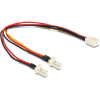 Delock kábel, Molex 3 pin anya > 2 x Molex 3 pin apa (ventillátor), 22 cm