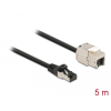 DELOCK Kábel RJ45 apa - Keystone modul RJ45 anya Cat.6A, 5 m hosszú, fekete