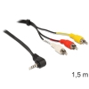  Delock kábel sztereo jack 3.5 mm 4 pin apa, forgatott > 3 x RCA apa, 1,5 m