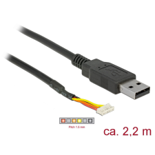 DELOCK Kábel USB 2.0 A-típusú csatlakozó &gt; Soros TTL préselő aljzat 6 pin-es (3,3 V) 2,2 m kábel és adapter